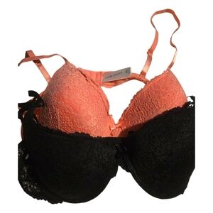 Laura Ashley Peach and Black Lace Bra